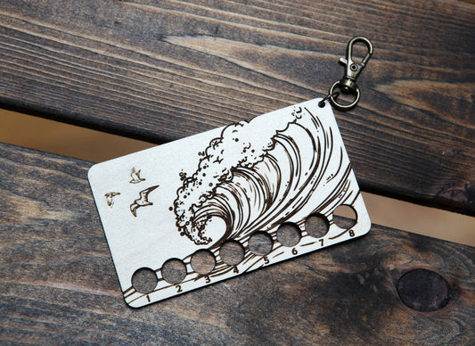 Ocean Wave Embroidery Floss Holder Maple Wood Rectangle