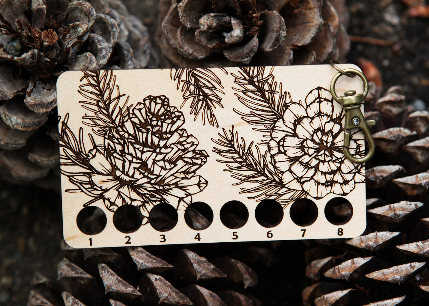 Pine Tree Embroidery Floss Storage Holder Maple Wood