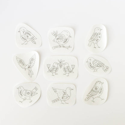 Folk Birds Stick and Stitch Embroidery Patterns
