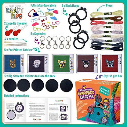 5 Stamped Cross Stitch Kits Dogs