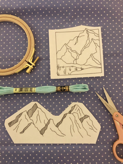Mountains Hand Embroidery Peel Stick & Stitch Pattern