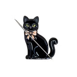 Black Cat Bow Enamel Needle Minder