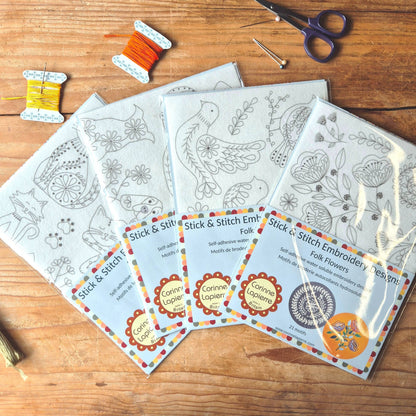 Stick and Stitch Embroidery Folk Cats
