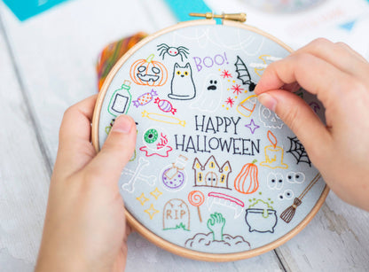 Happy Halloween Embroidery Pattern Fabric Pack