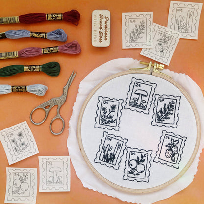 Botanical Stamps Hand Embroidery Peel Stick & Stitch Pattern