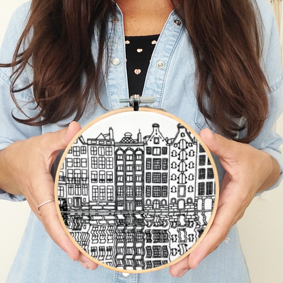Gingerbread Houses Amsterdam Embroidery Kit