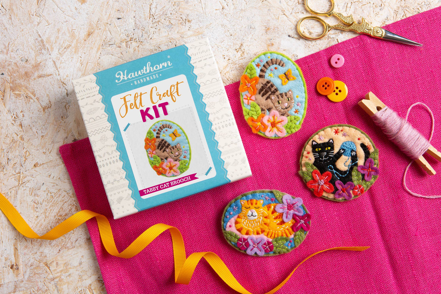 Ginger Cat Felt Craft Brooch Kit