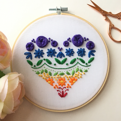 Heart Sampler Embroidery Kit Level 1