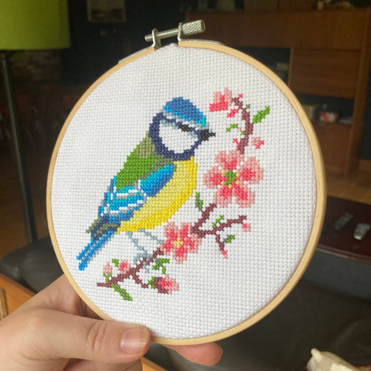 Blue Tit and Blossom Cross Stitch Kit