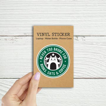 Books Cats Coffee Sticker