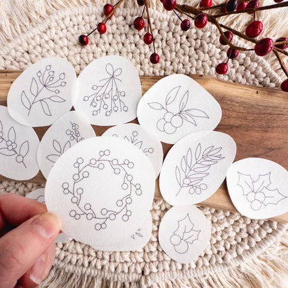 Winter Berry Stick and Stitch Embroidery Pattern