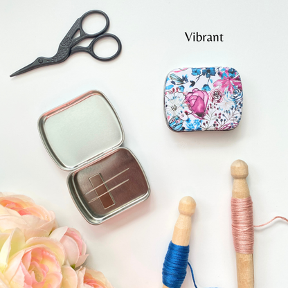 Wide Magnetic Needle Tin, Modern Floral Needle Case