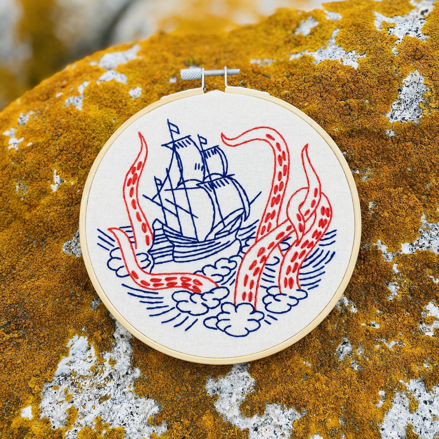 Kraken and Ship Embroidery Kit