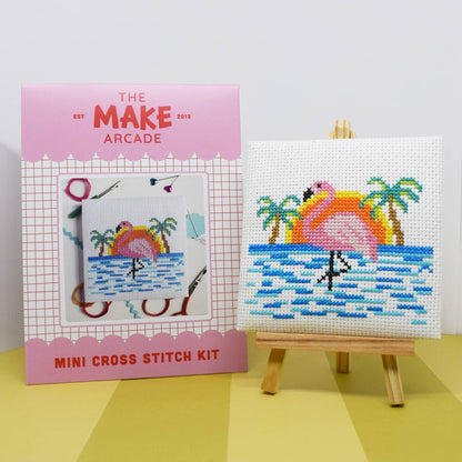 Flamingo Beach Mini Cross Stitch Kit