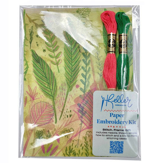 Pink and Green Spring Floral Paper Embroidery Kit