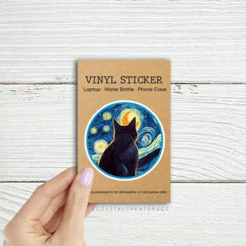 Starry Night Van Gogh Cat Sticker