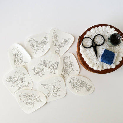 Folk Birds Stick and Stitch Embroidery Patterns