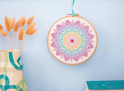 Rainbow Mandala Handmade Embroidery Pattern Fabric Pack