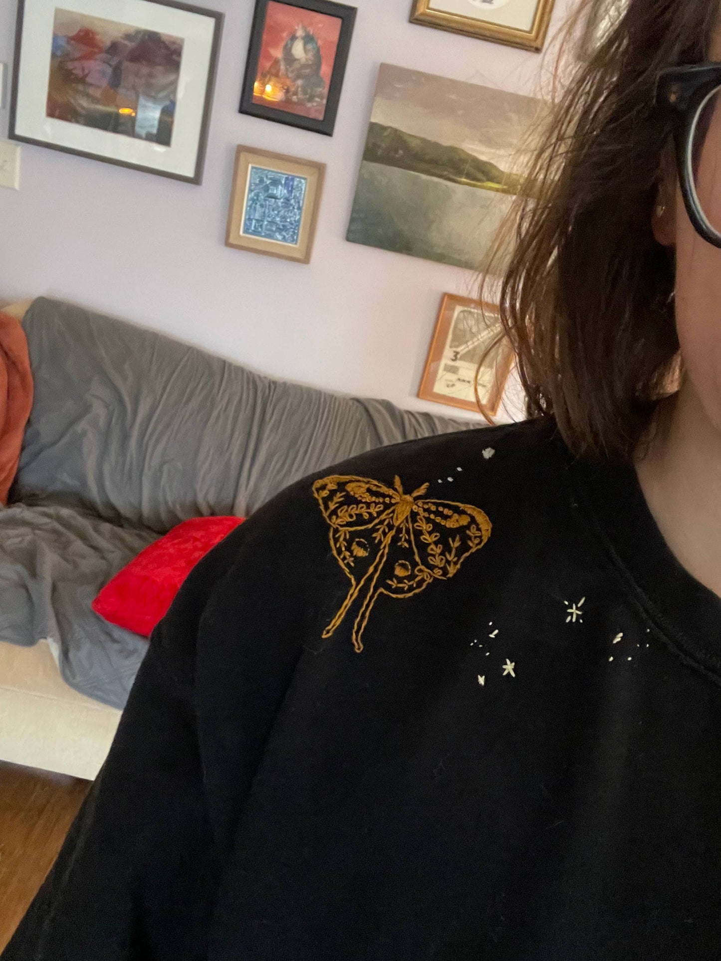 Moths Hand Embroidery Peel Stick & Stitch Pattern