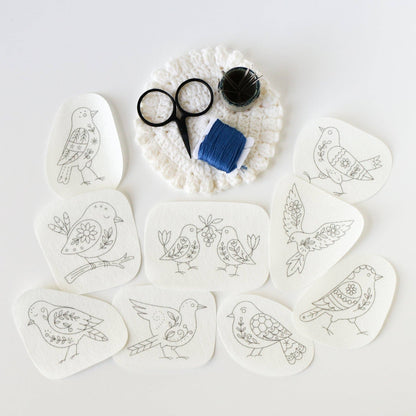 Folk Birds Stick and Stitch Embroidery Patterns