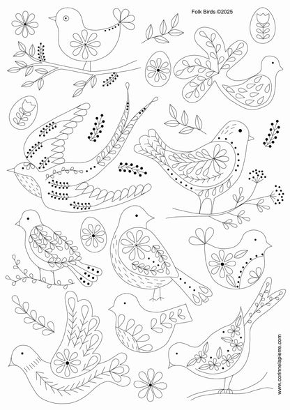 Stick and Stitch Embroidery Folk Flowers