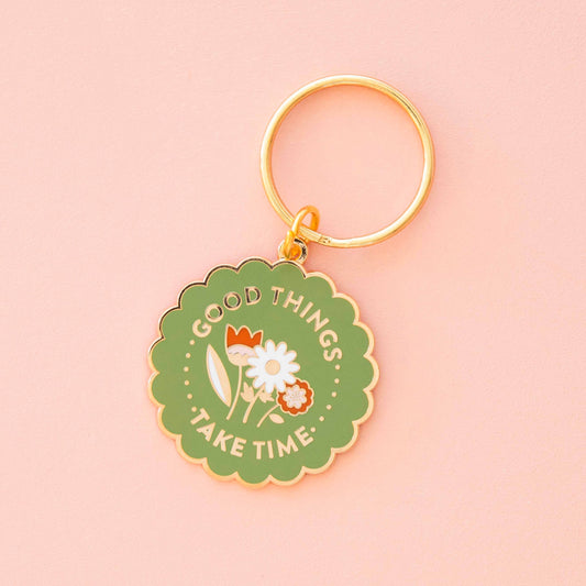 Good Things Take Time Enamel Keychain