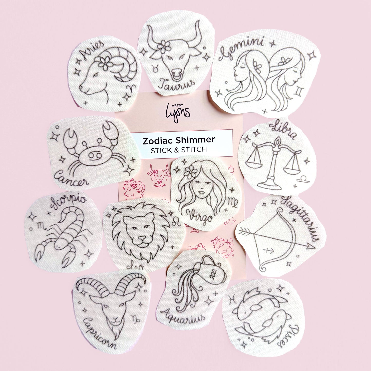 Zodiac Shimmer Stick & Stitch Embroidery Pack