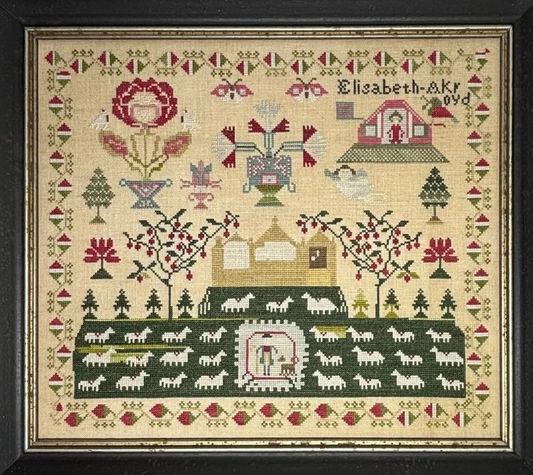 Elizabeth Ackroyd, One Girl Three Samplers Many Sheep Pattern