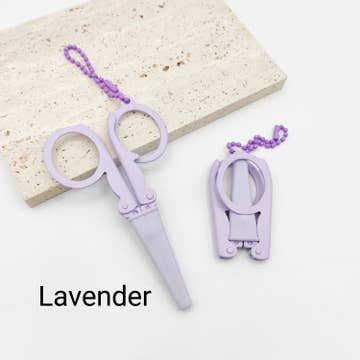 Portable Folding Scissors with Sheath Lavender