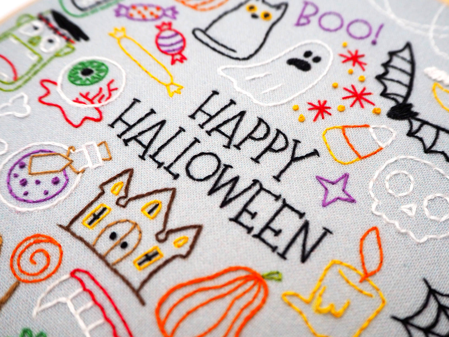 Happy Halloween Embroidery Pattern Fabric Pack