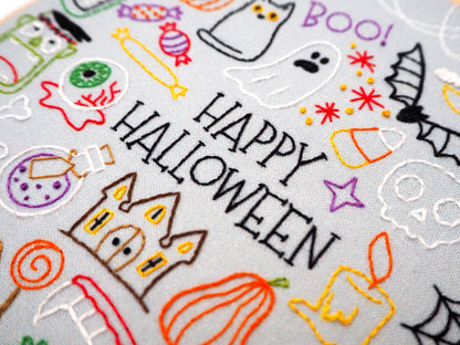 Happy Halloween Embroidery Pattern Fabric Pack