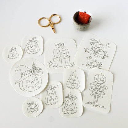 Jack O'Lantern Stick and Stitch Embroidery Patterns