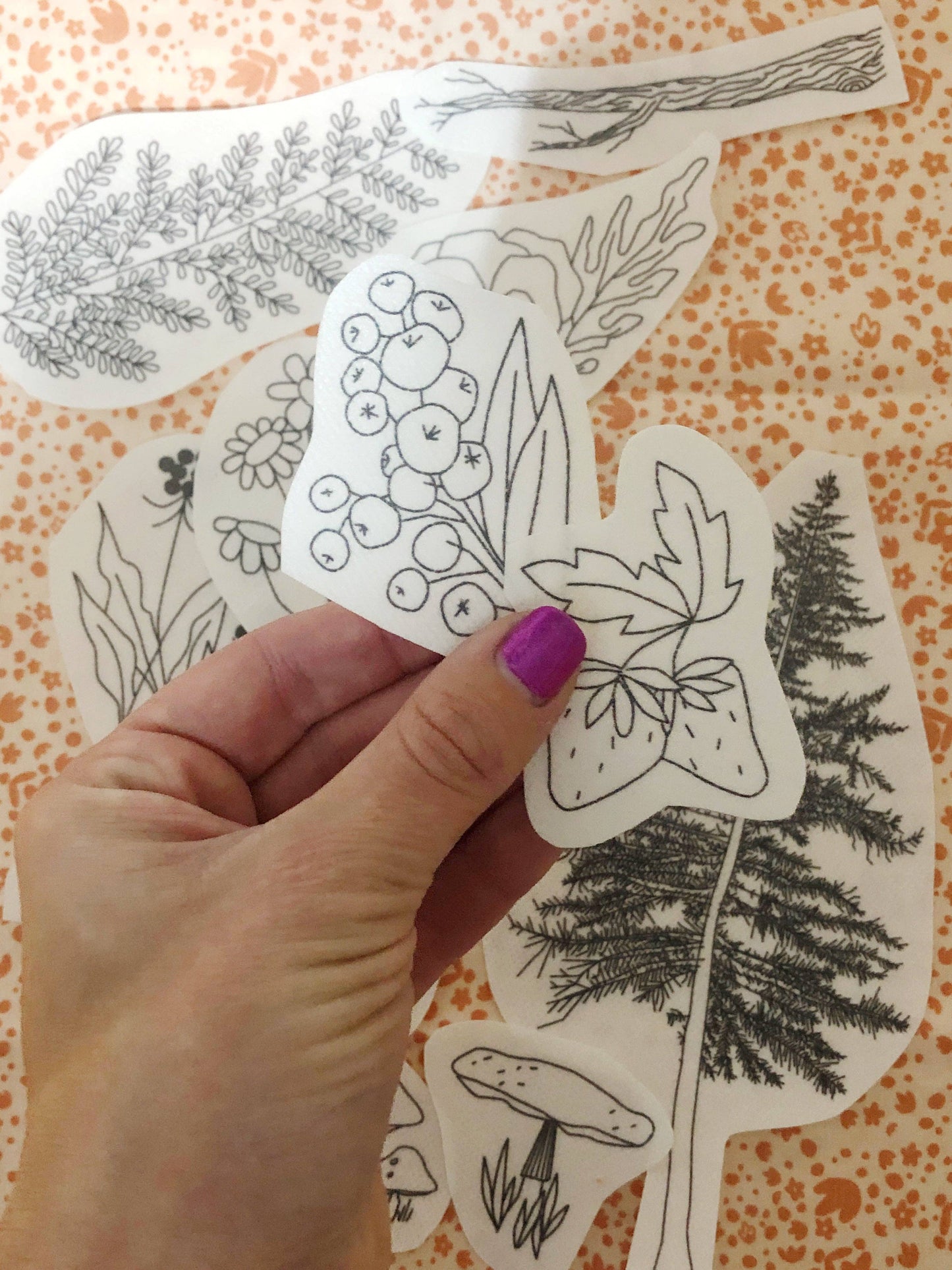 Forest Forage Hand Embroidery Peel Stick & Stitch Pattern