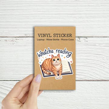 Cat Whatcha Reading Cute Sticker