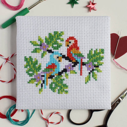 Tropical Parrots Mini Cross Stitch Kit