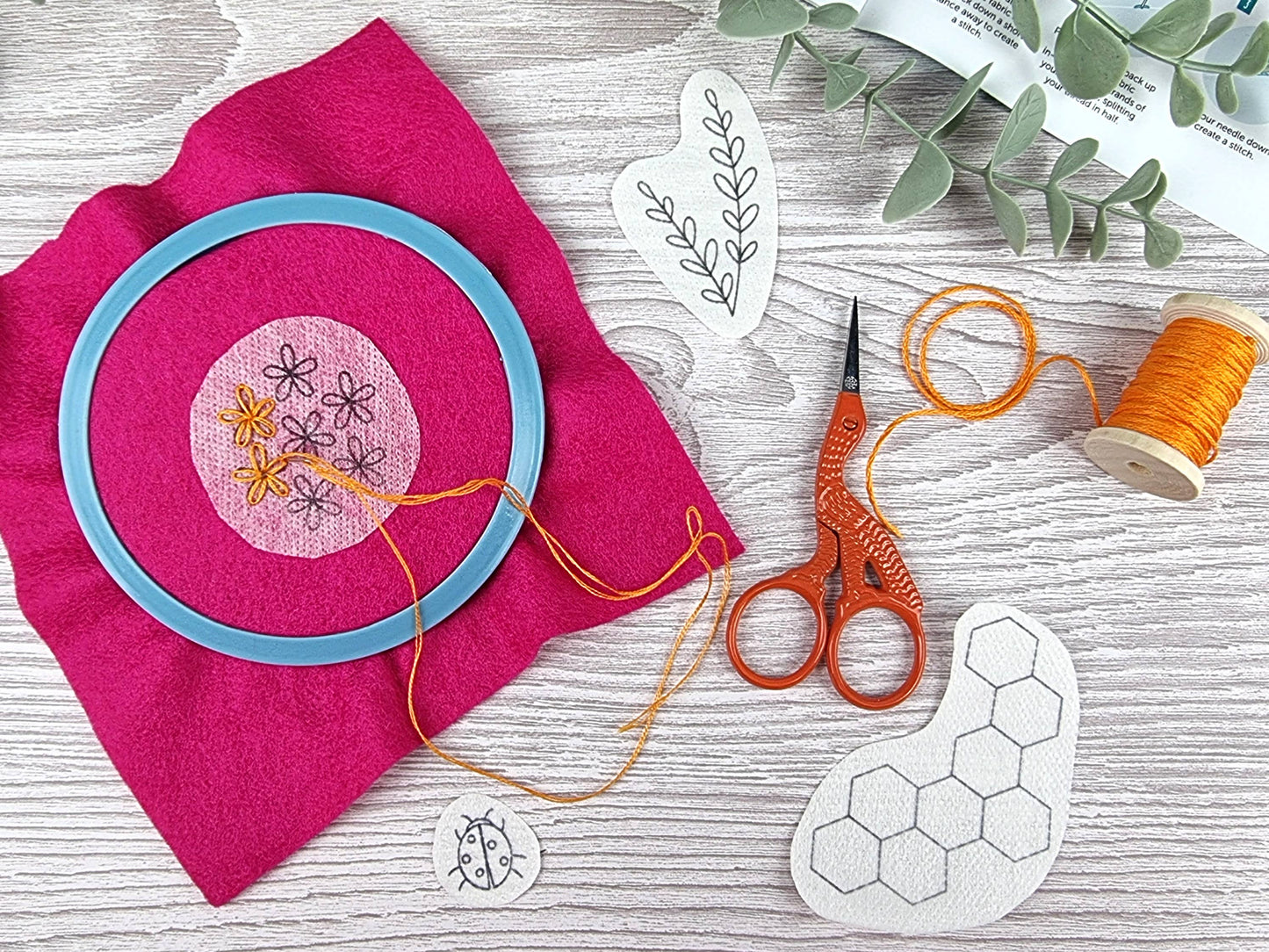 Bees Flowers Stick and Stitch Embroidery Patterns