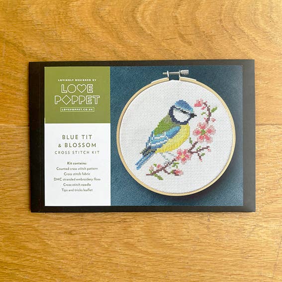 Blue Tit and Blossom Cross Stitch Kit