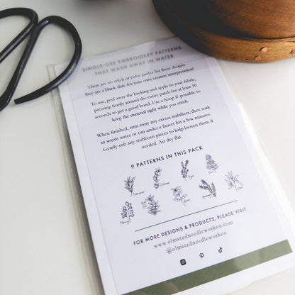Herb Embroidery Patterns, Stick and Stitch Designs