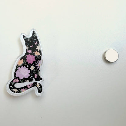 Lavender Floral Black Cat Needle Minder