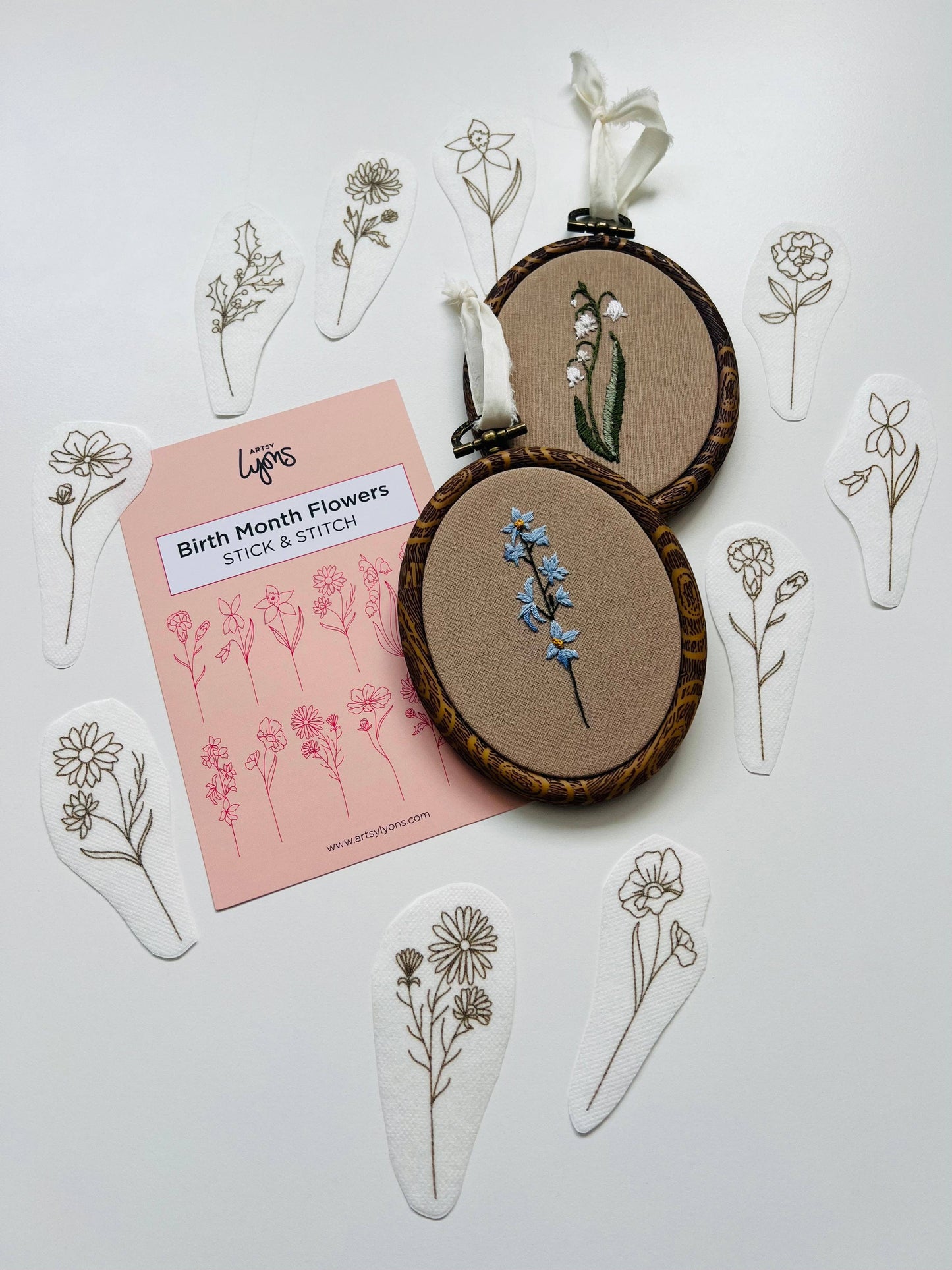 Birth Month Flowers Stick & Stitch Embroidery Pack