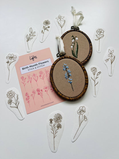 Birth Month Flowers Stick & Stitch Embroidery Pack