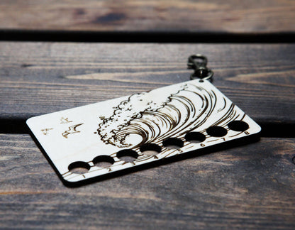 Ocean Wave Embroidery Floss Holder Maple Wood Rectangle