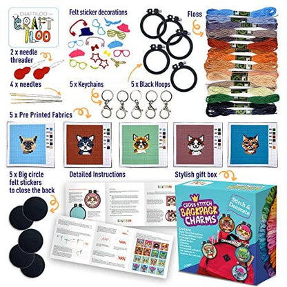 5 Stamped Cross Stitch Kits Cats