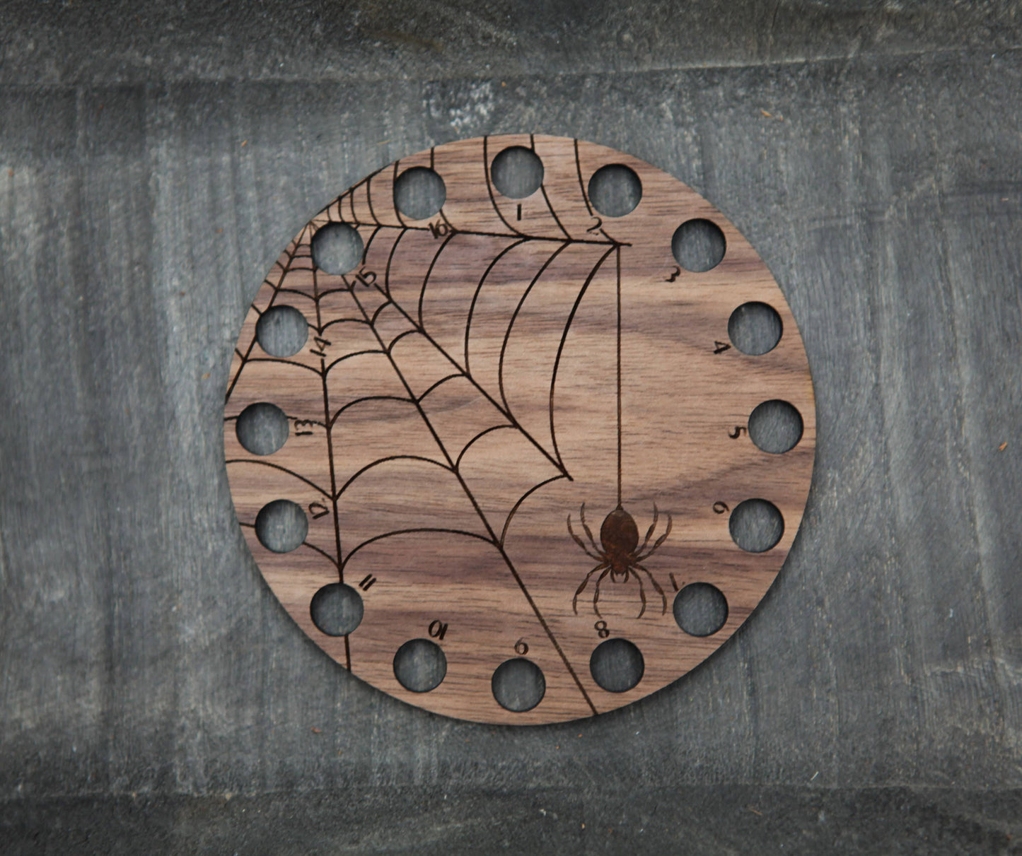 Spider Web Thread Storage Holder Walnut Wood