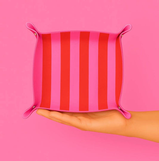 Pink & Red Stripe Thread Catcher Tray