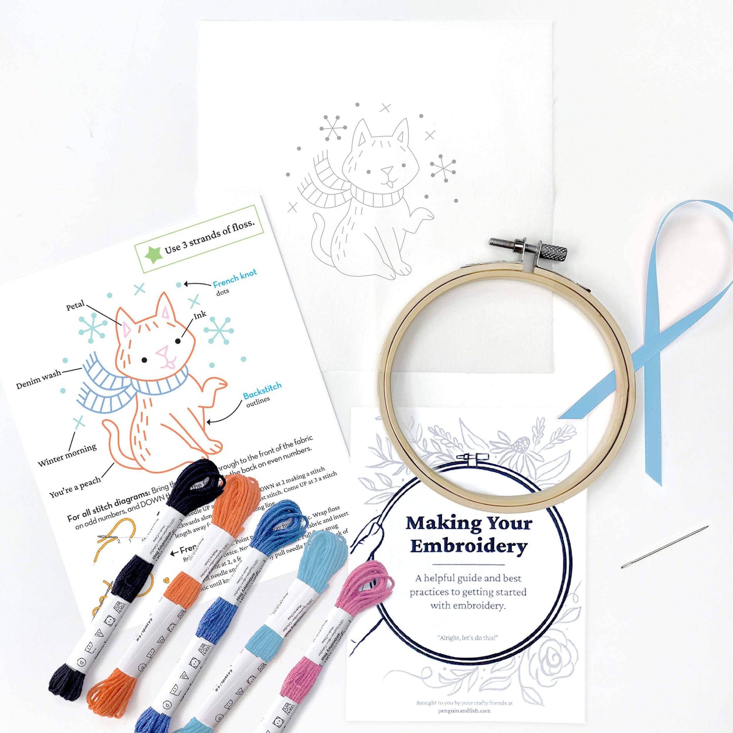 Snowflake Kitty Embroidery Kit