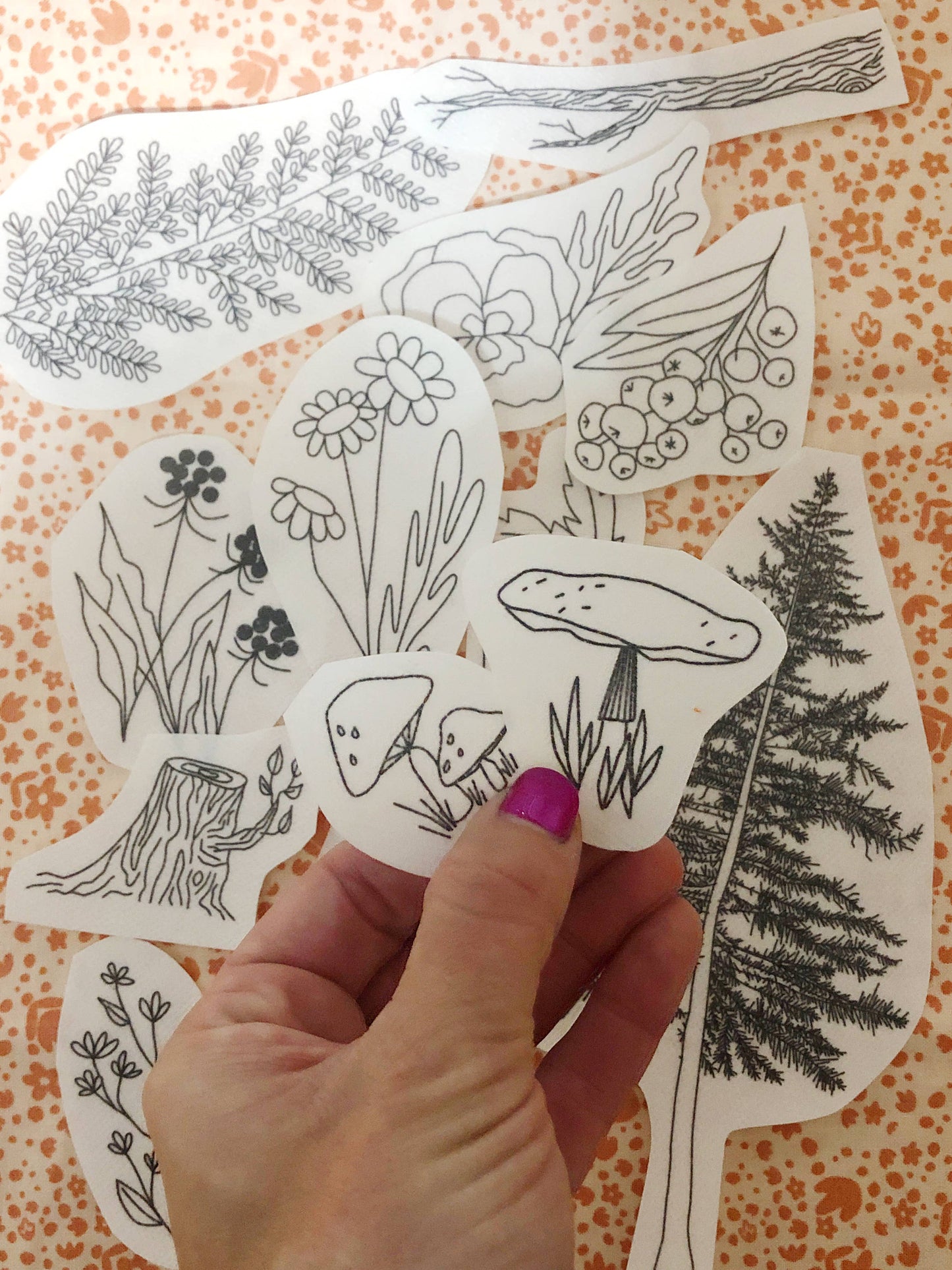 Forest Forage Hand Embroidery Peel Stick & Stitch Pattern