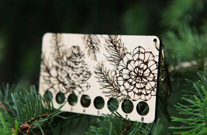 Pine Tree Embroidery Floss Storage Holder Maple Wood