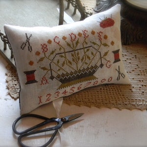 Sewing Basket Scissors Pillow Pattern