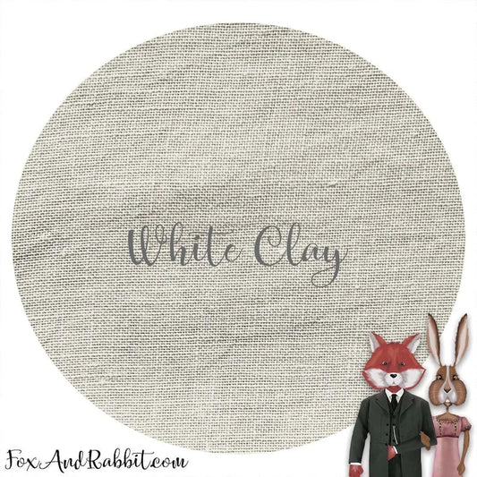 Fox and Rabbit Hand Dyed Fabric White Clay